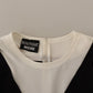 Black White Polyester Short Sleeves Top Blouse