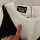 Black White Polyester Short Sleeves Top Blouse