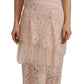 Sheath Tiered Beige Viscose Sleeveless Midi Dress