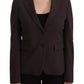 Brown Long Sleeve Single Breasted Women Jacket Blazer