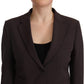 Brown Long Sleeve Single Breasted Women Jacket Blazer