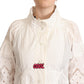 Button Down White Long Sleeve Polyester Jacket