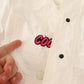 Button Down White Long Sleeve Polyester Jacket