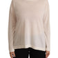 Off White Long Sleeves Round Neck Pullover Sweater