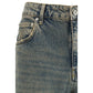 Blue Cotton Straight-Leg Jeans