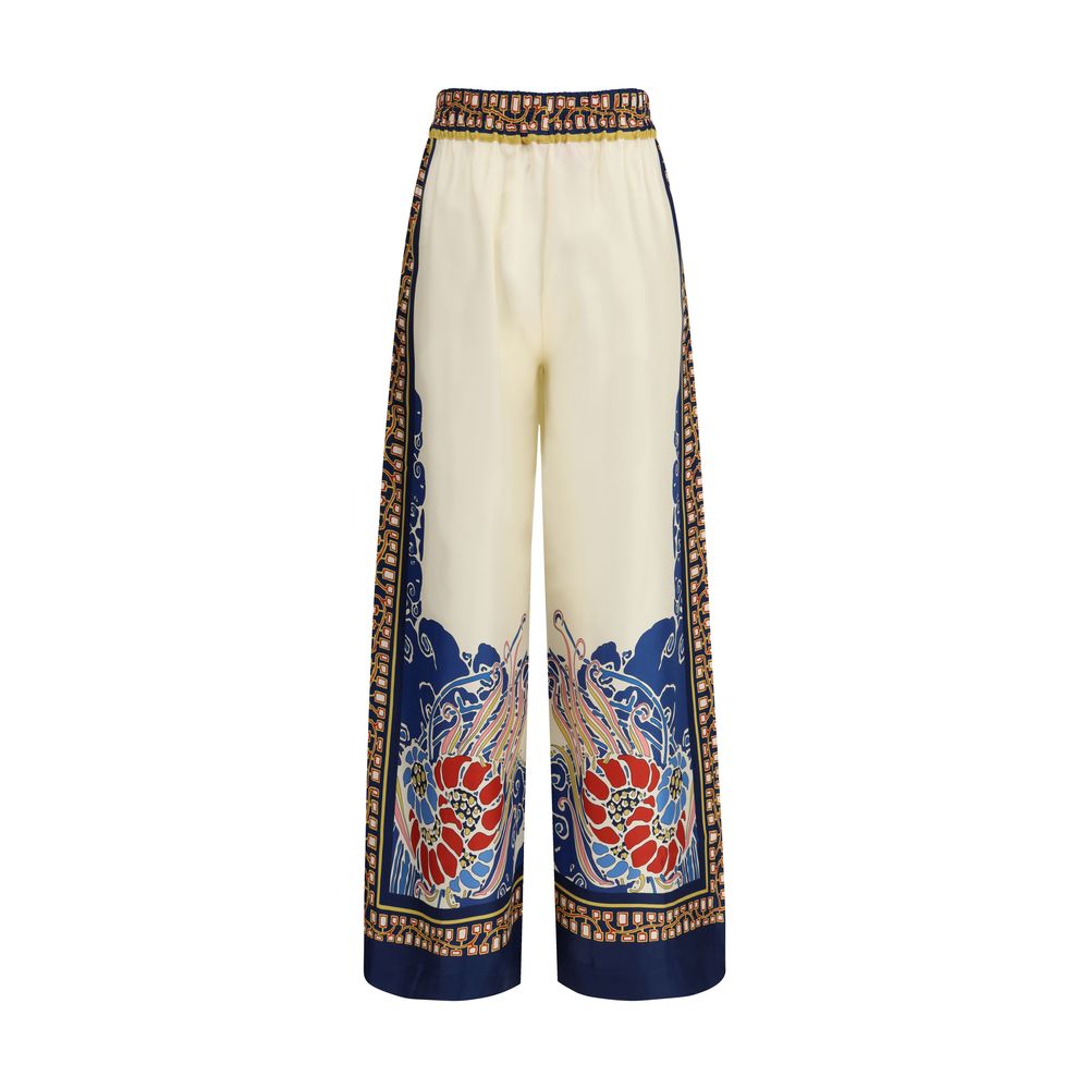 Multicolor Silk Casual Pants