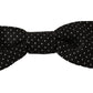 Elegant Black Polka Dot Silk Bow Tie