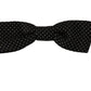 Elegant Black Polka Dot Silk Bow Tie