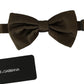 Elegant Brown Polka Dot Silk Bow Tie