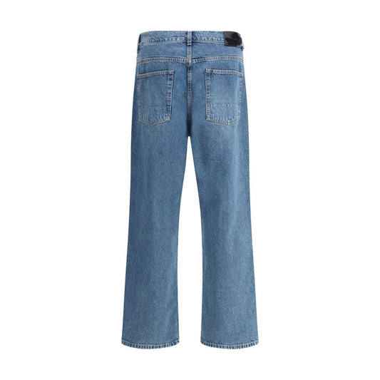 Blue Cotton Tapered Jeans