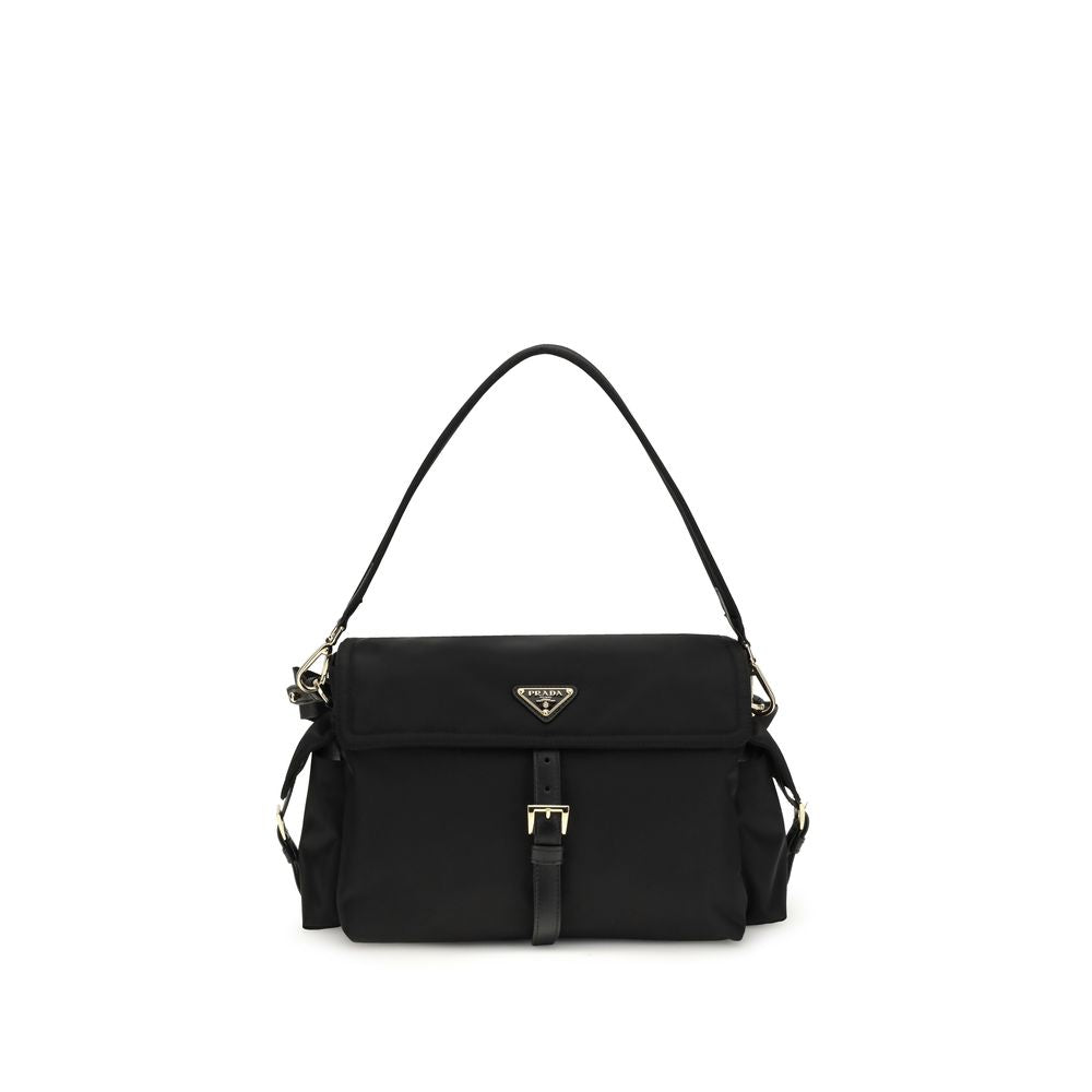 Black Recycled Polyamide Shoulder Bag