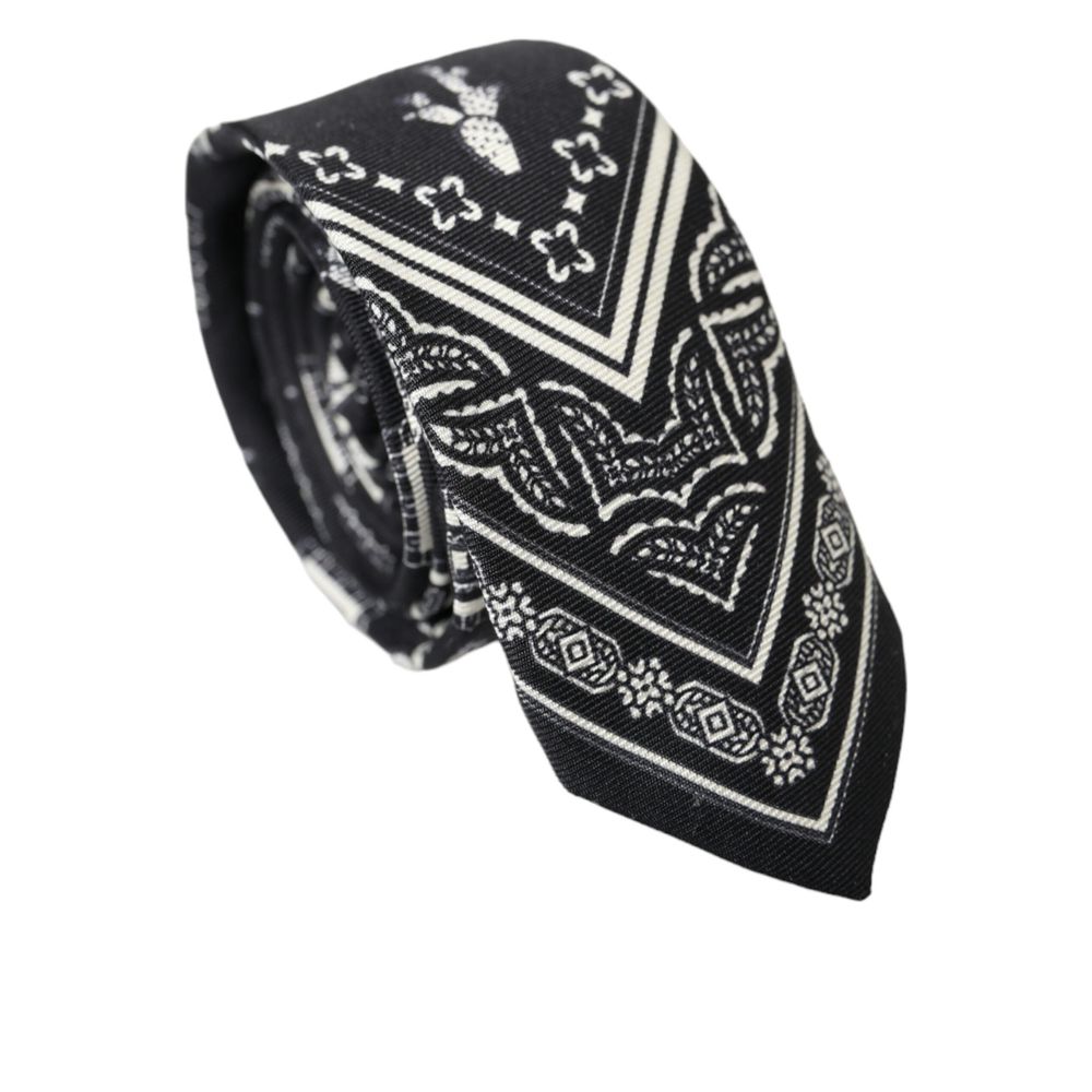 Black And White Silk Tie