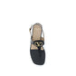 Black Calf Leather Bos Taurus Flat Sandals