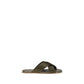 Brown Silk Flat Sandals