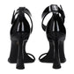 Black Leather Stiletto Heel Sandals