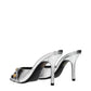 Gray Leather Stiletto Heel Sandals
