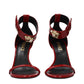 Red Leather Stiletto Heel Sandals