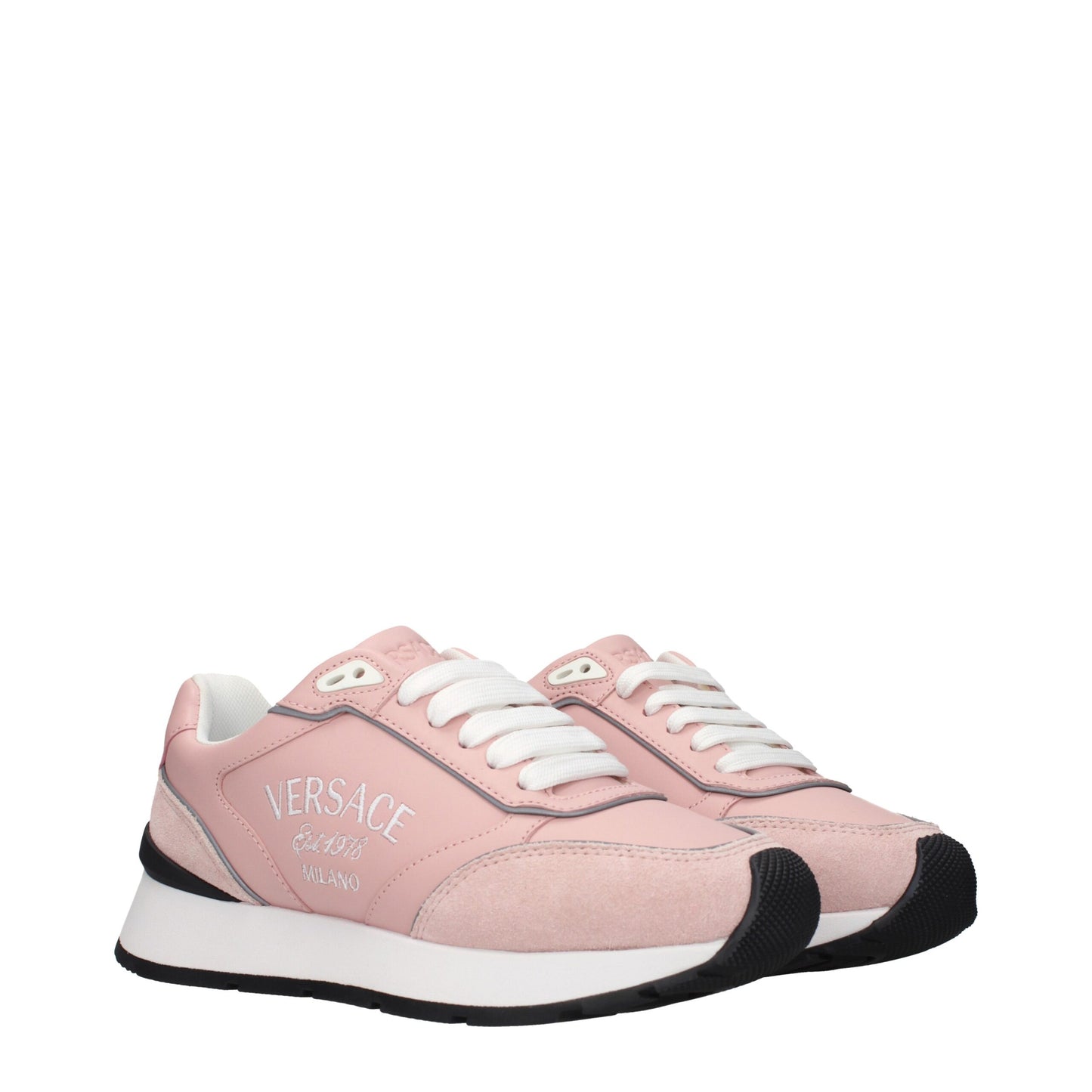Pink Leather Low Top Sneakers