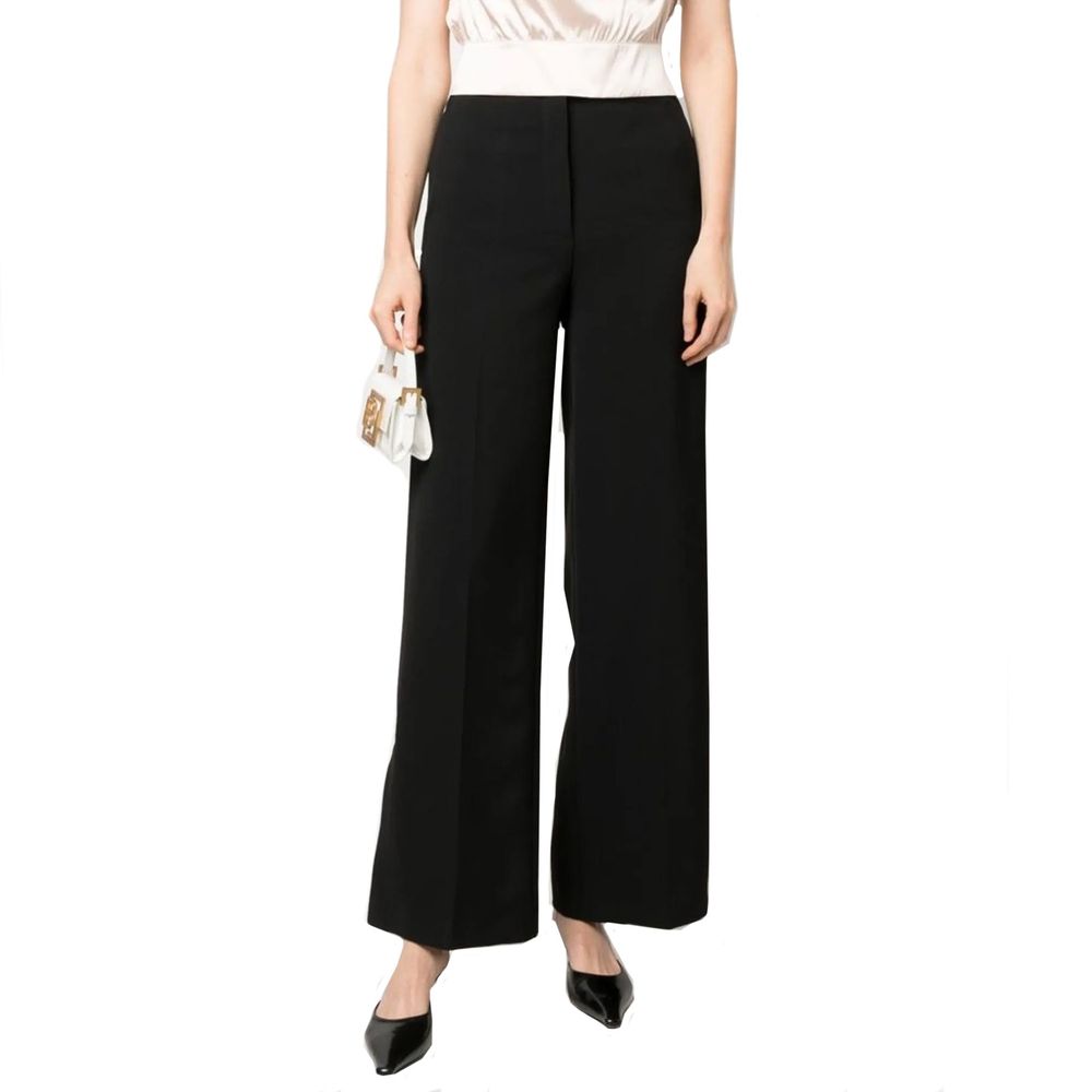 Black Elastane Casual Pants