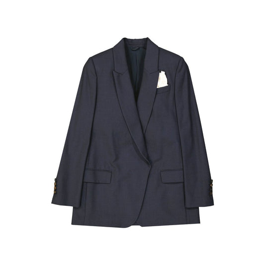 Blue Virgin Wool Jackets And Coat
