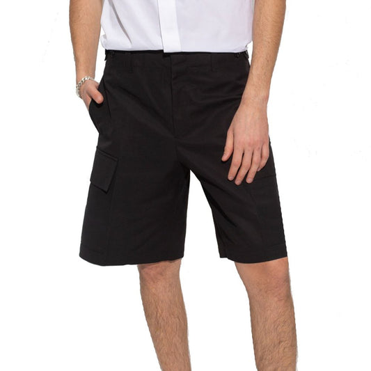 Black Cotton Cargo Shorts