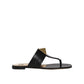 Black Calfskin Flat Sandals