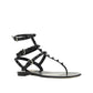 Black Calfskin Strap-On Sandals