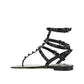 Black Calfskin Strap-On Sandals