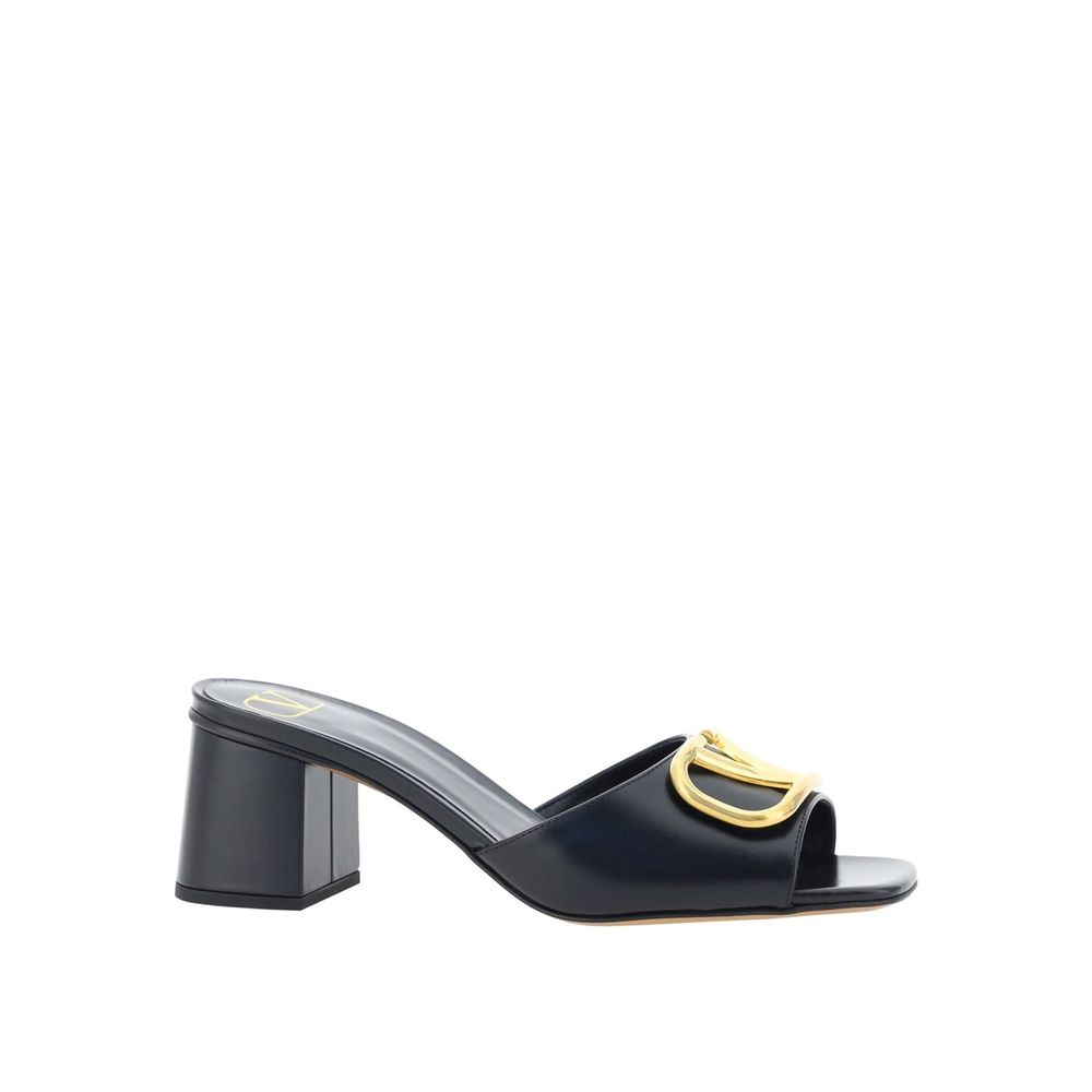 Black Calfskin Flat Sandals