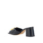 Black Calfskin Flat Sandals