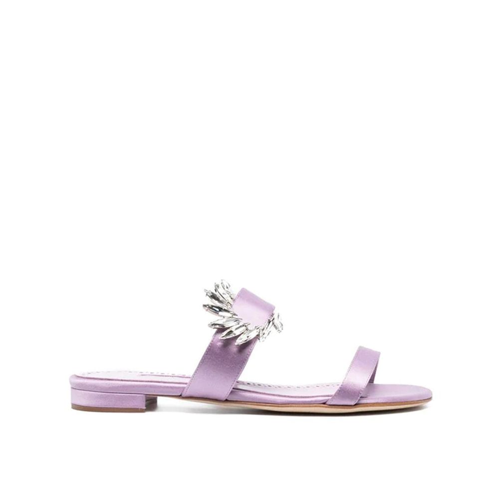 Purple Silk Flat Sandals