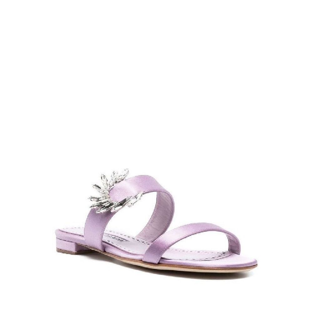 Purple Silk Flat Sandals