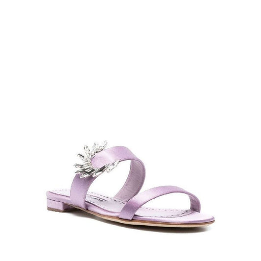 Purple Silk Flat Sandals