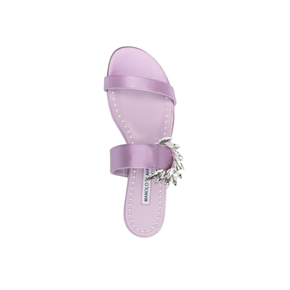 Purple Silk Flat Sandals