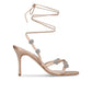 Beige Silk Stiletto Heel Sandals