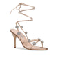 Beige Silk Stiletto Heel Sandals