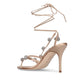 Beige Silk Stiletto Heel Sandals