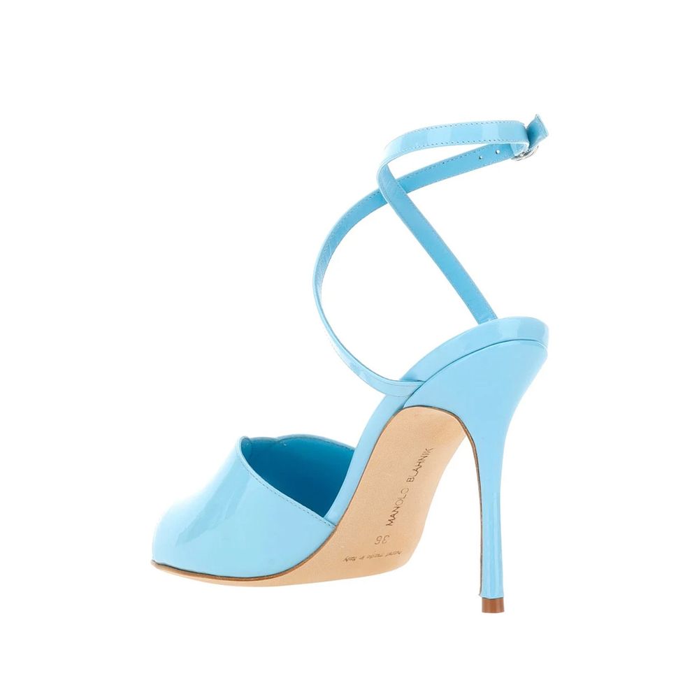 Blue Calfskin Stiletto Heel Sandals