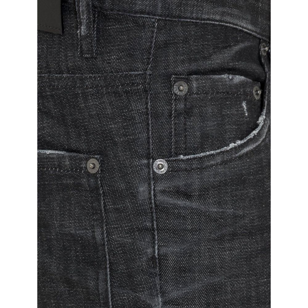 Black Cotton Slim Fit Jeans