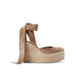 Beige Calfskin Wedge Sandals