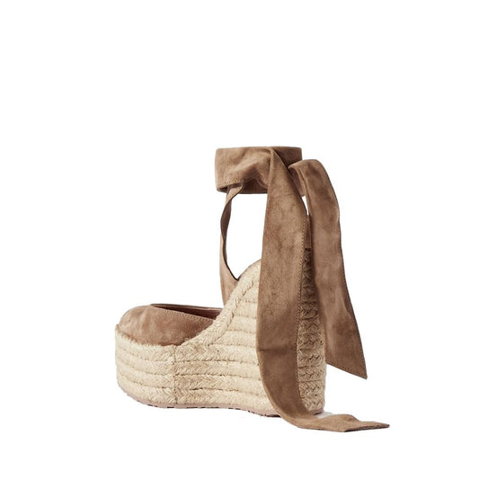 Beige Calfskin Wedge Sandals