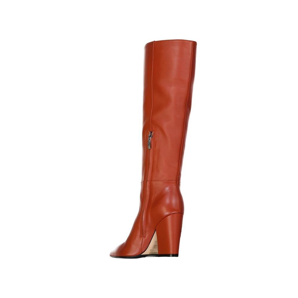 Orange Lamb Leather Ankle Boots