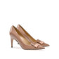 Beige Lamb Leather High Heel Pumps