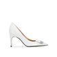 White Calfskin High Heel Pumps