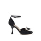 Black Fabric Stiletto Heel Sandals