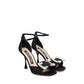 Black Fabric Stiletto Heel Sandals