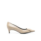 Beige Calfskin Mid Heel Pumps