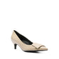 Beige Calfskin Mid Heel Pumps