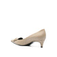 Beige Calfskin Mid Heel Pumps