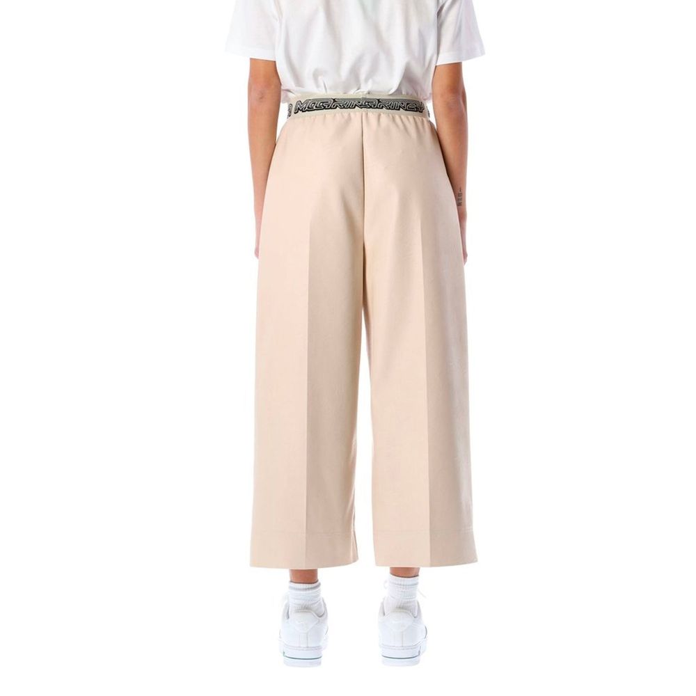 Beige Viscose Cropped Pants